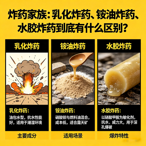 包头炸药家族：乳化炸药、铵油炸药、水胶炸药到底有什么区别？
